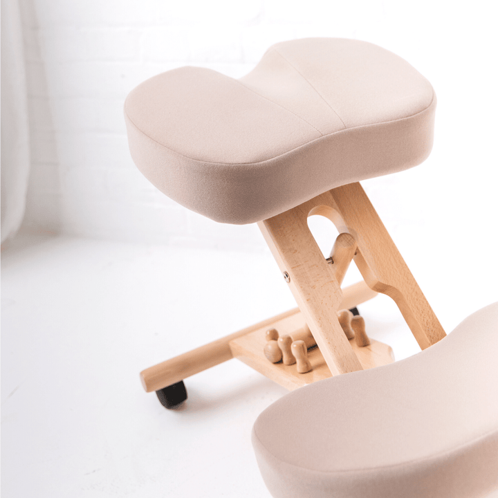 Memory Foam Kneeling Chair solid wood locally made in the UK FSC beige