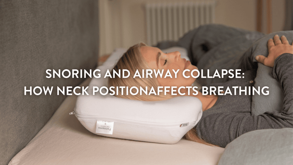 Person sleeping on a Putnams Pillow with her neck properly supported to combat sleep apnoea