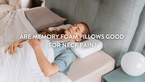 Person sleeping on a Putnams memory foam pillow to help with neck pain