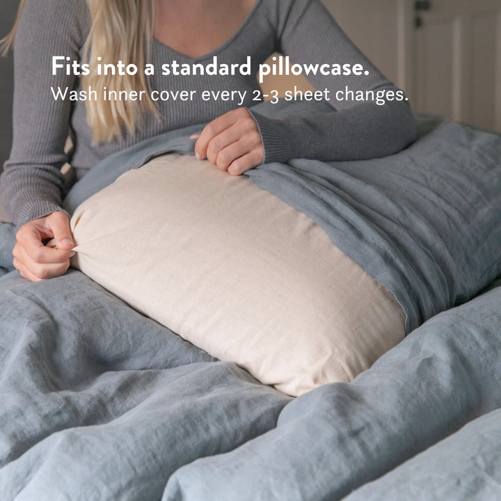 Graphite Latex Pillow - Natural foam pillow alternative soft bouncy supportive cooling 100% cotton undyed unbleached cover 