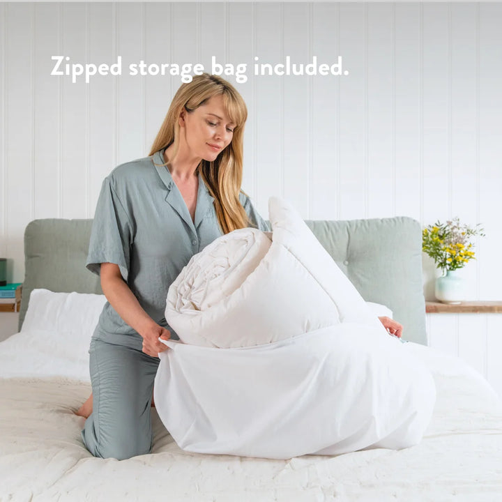 British wool duvet with free storage bag included.