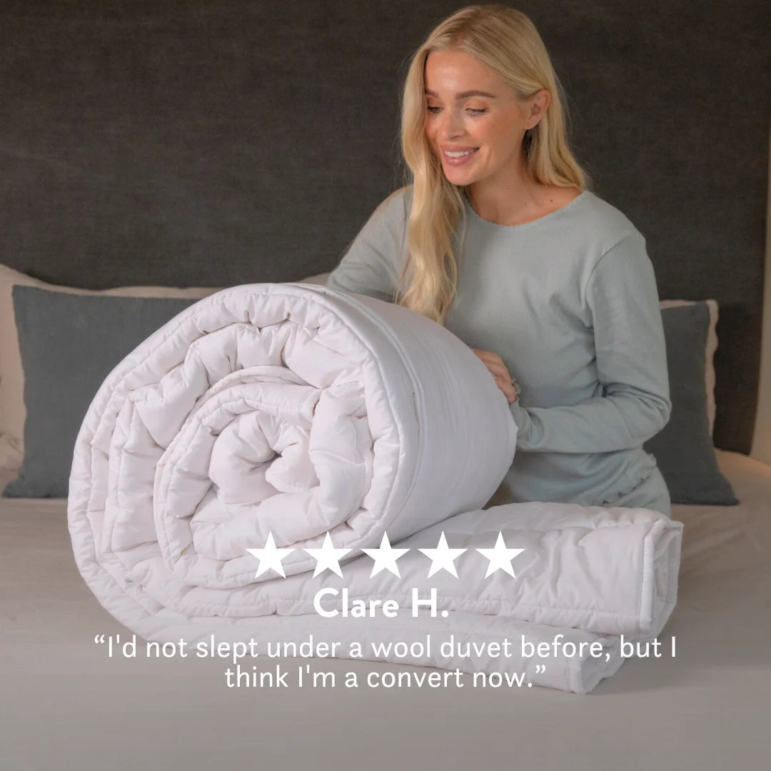 British Wool Duvet & Pillow Set - 100% cotton Bundle - hypoallergenic, natural OEKO tex standard 100, handmade in the UK, breathable, temperature regulating, anti-dust mite. Bedding set.