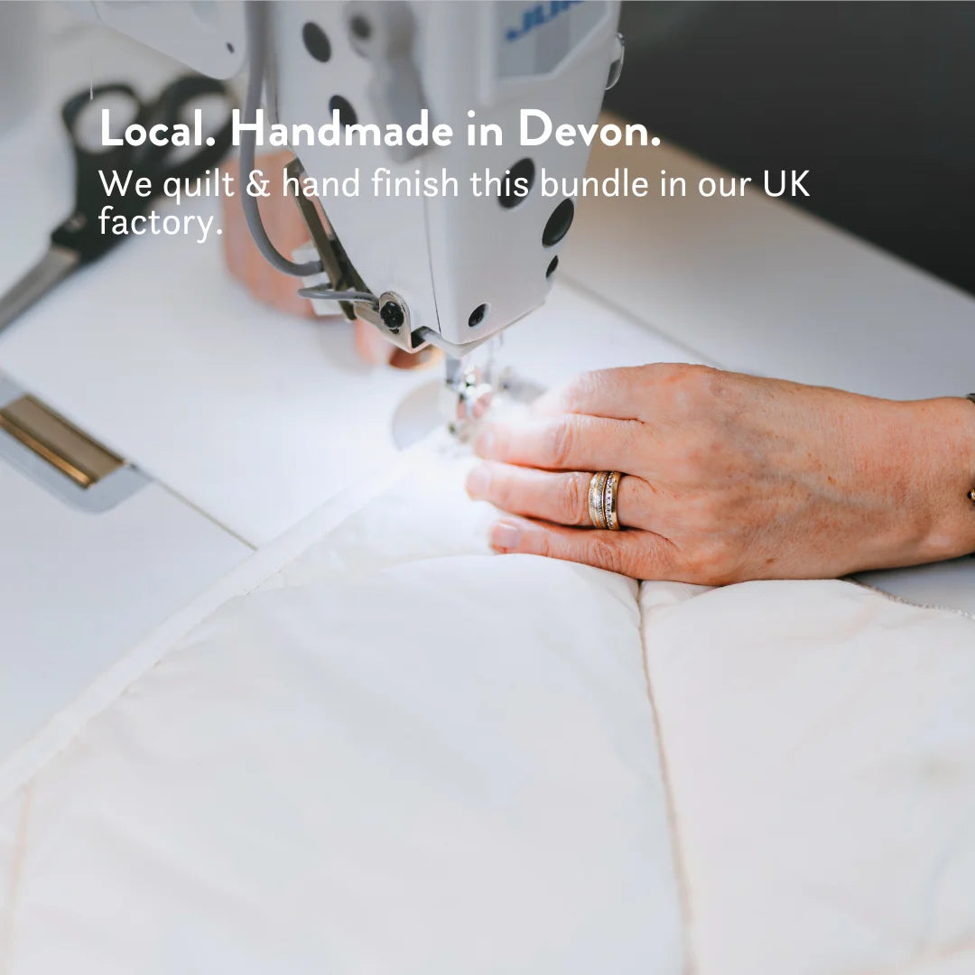 British Wool Duvet & Pillow Set - 100% cotton Bundle - hypoallergenic, natural OEKO tex standard 100, handmade in the UK, breathable, temperature regulating, anti-dust mite. Bedding set.