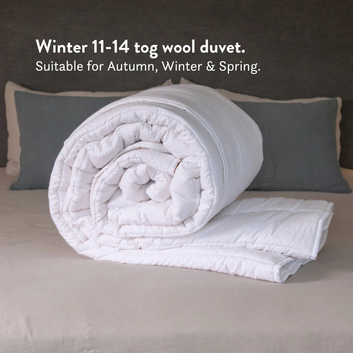 Contour British Wool Pillow & British Wool Duvet Set - Bundle height adjustable natural local handmade sustainable cotton