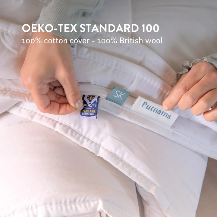 Contour British Wool Pillow & British Wool Duvet Set - Bundle height adjustable natural local handmade sustainable cotton