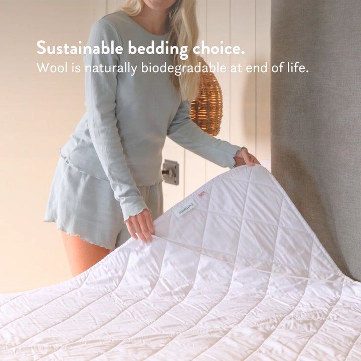 100% Cotton & British Wool Washable Mattress Protector handmade in the UK traceable ethical wool natural materials machine wash