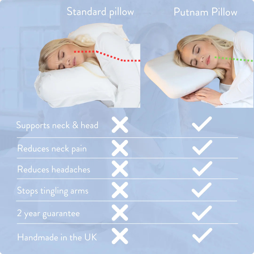 Putnam Pillow vs standard pillow comparison chart