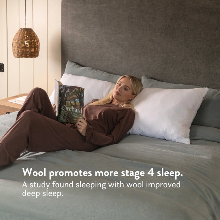 Wool Body Pillow - Side Sleep & Pregnancy 100% cotton cover. For hips, knee, shoulder and back pain. Natural materials. No plastics.